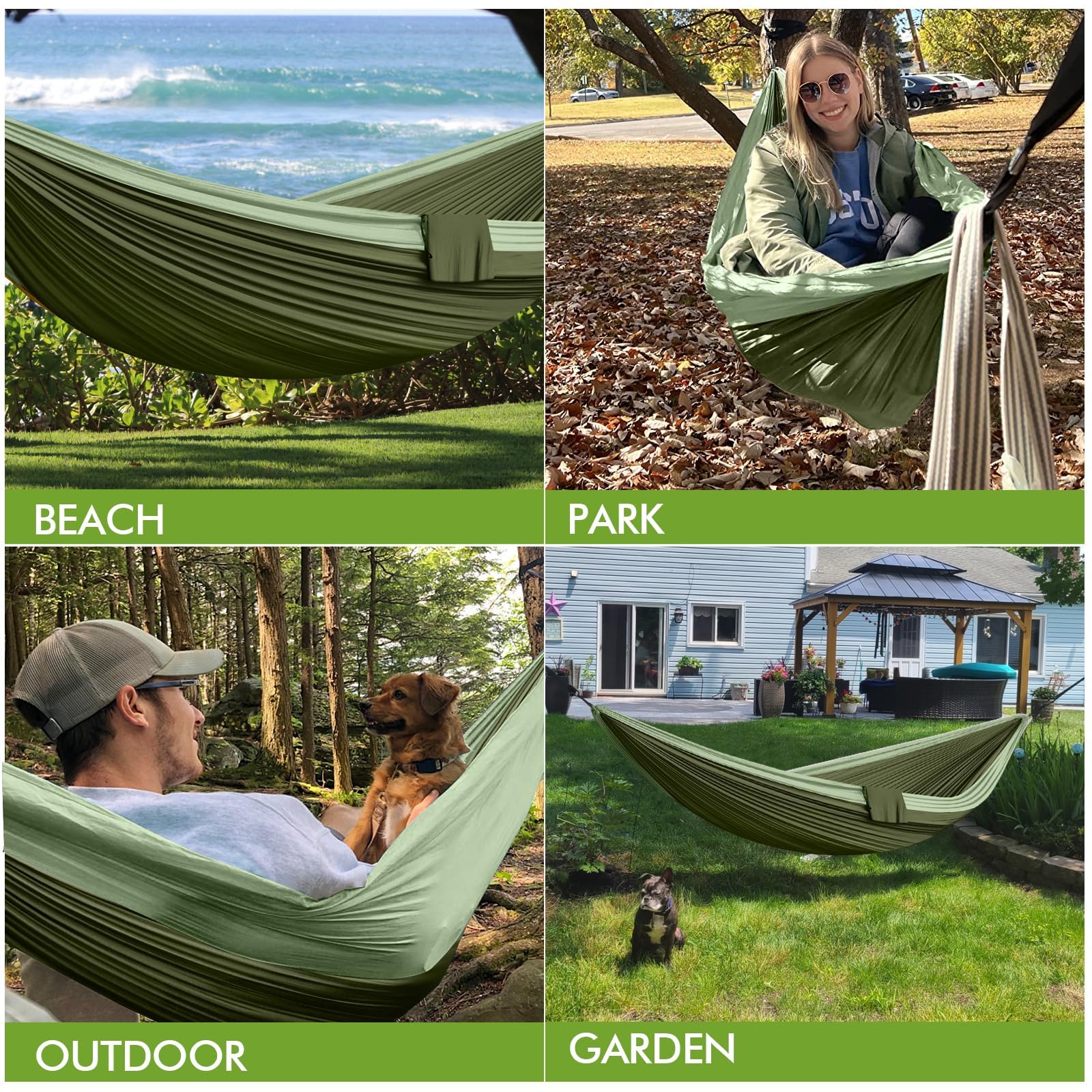 Hamaca para Camping al Aire Libre, 2 Personas, 300 x 200 cm, Ultraligera, portátil, Hamaca de Viaje hasta 300 kg, Capacidad de Carga de Nailon, paracaídas, jardín, Playa, Hamaca Doble