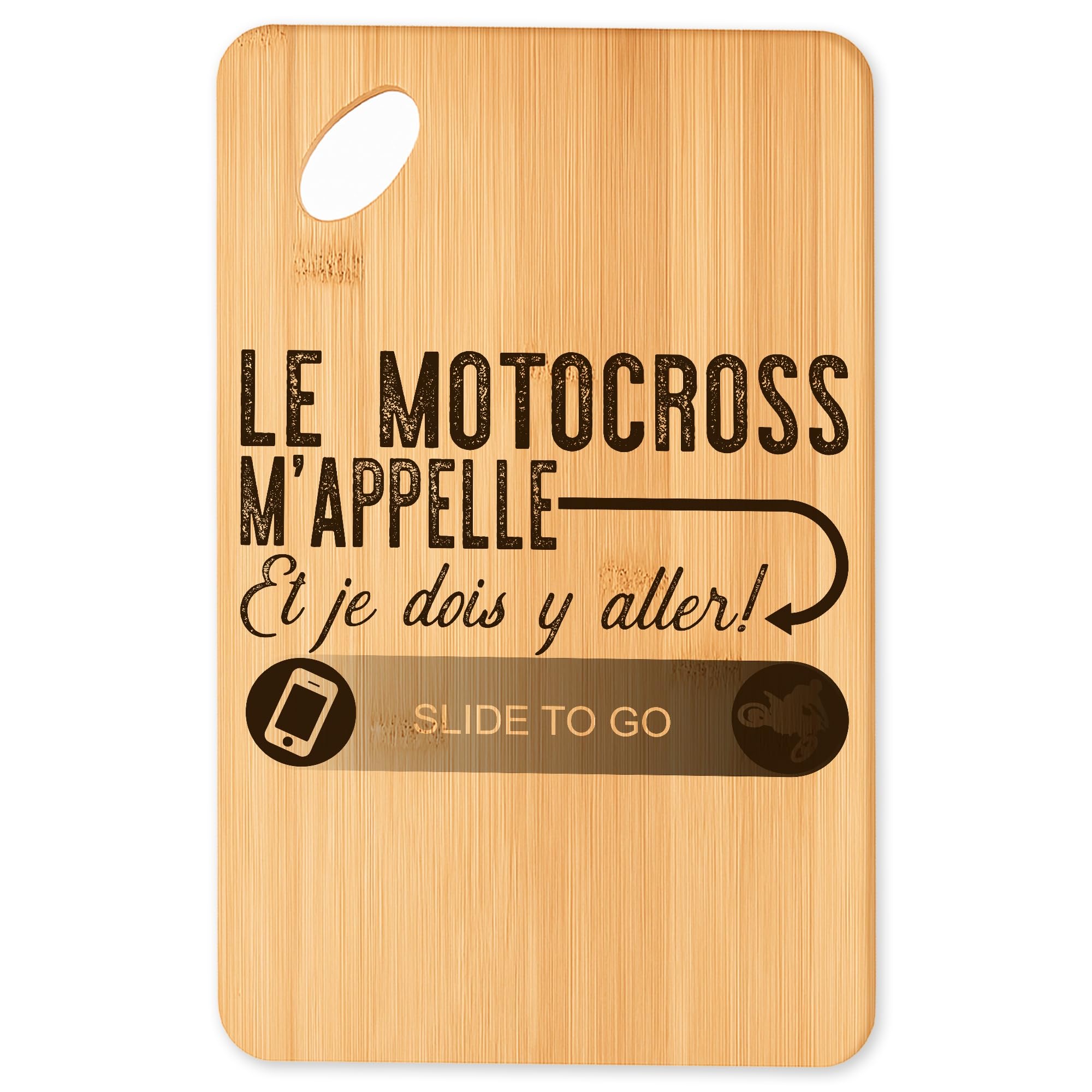 Planche a decouper motocross 8 en bambou et plateau apero original