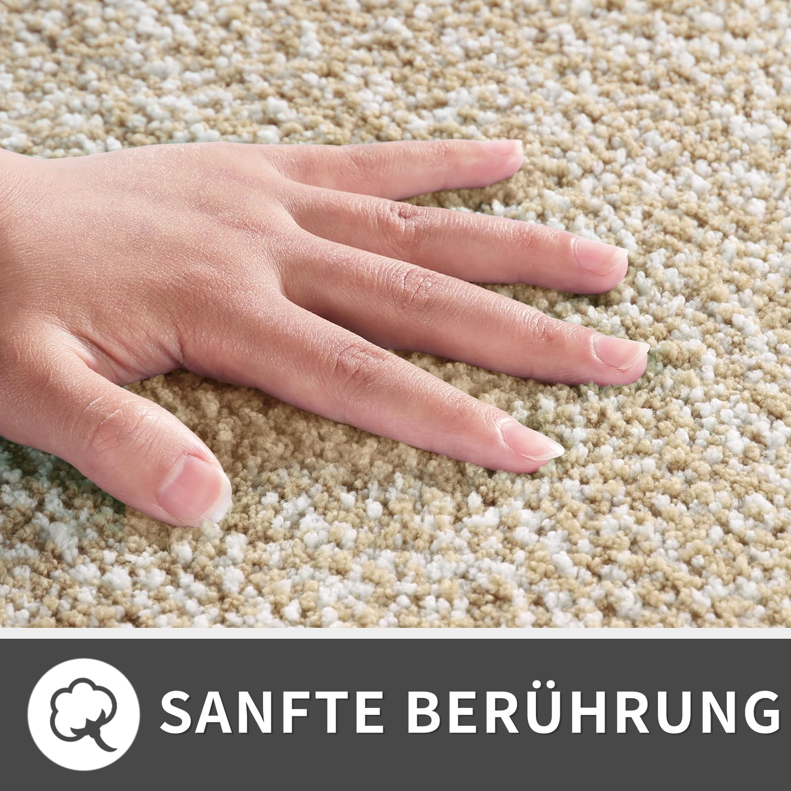 Yimobra Alfombra de baño antideslizante, extra suave y cómoda, absorbente de agua, gruesa y lavable a máquina, mullida para ducha y bañera, beige claro y blanco, 92 x 61 cm
