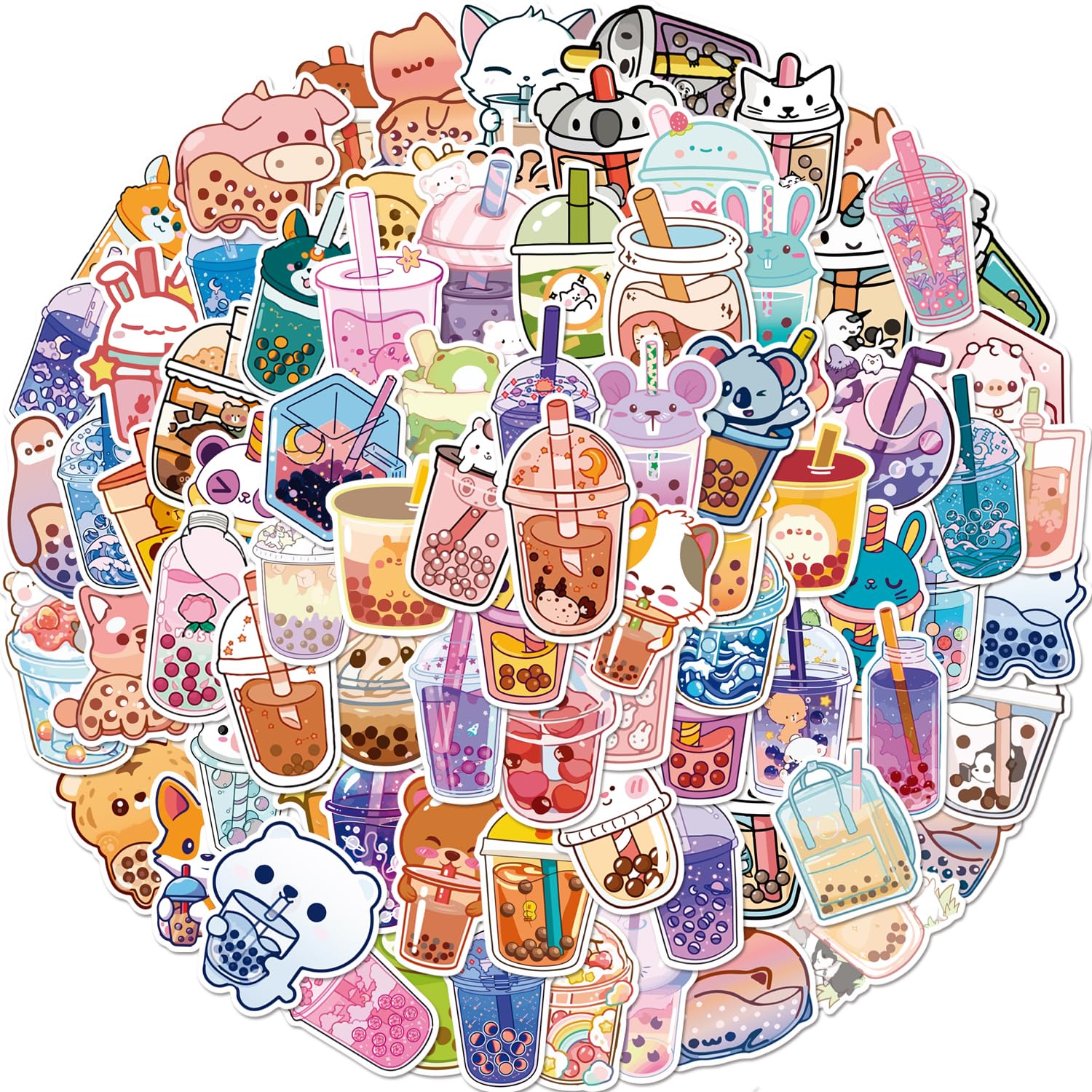 Cute Bubble Tea Decals 100 Pcs Kawaii Bubble Tea Stickers - Cute Boba ...