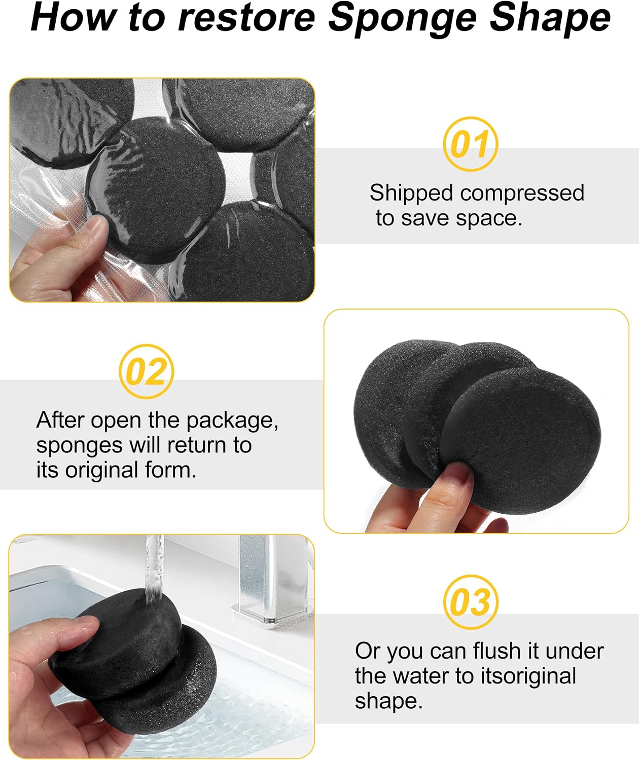 Round Sponges 12pcs 2.96inch Painting Sponges Synthetic Artist Sponges for Art Craft (Black)