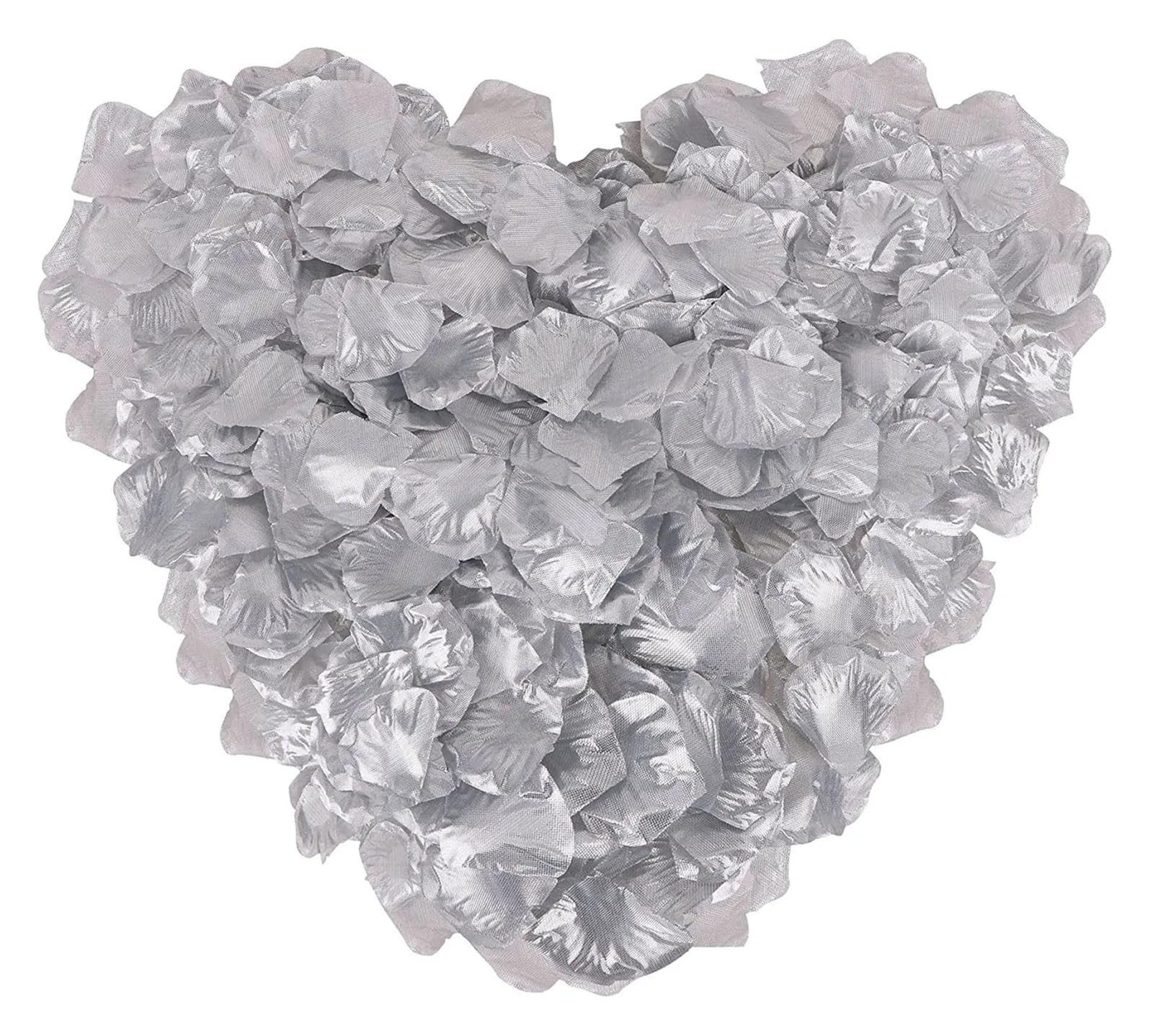 KiddiBubzi 1000pcs 5 * 5CM Artificial Fake Rose Petals For Romantic Night Wedding Event Party Decoration Color Gold Red White Flower(Silver)
