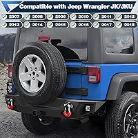 Vista 7 de Parachoques trasero de ancho completo para Wrangler JK JKU 2007-2018, parachoques trasero texturizado negro con receptor de enganche de 2 pulgadas
