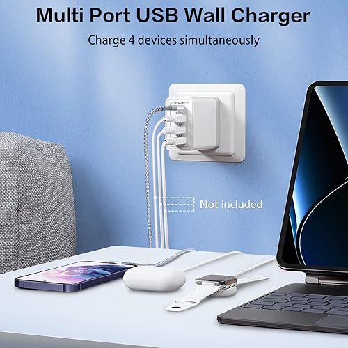 Miniatura 2 de Cargador USB C de 35 W cargador de pared USB multiactualizado bloque de carga rápida 30 adaptador de corriente USB-C con paquete de 2 cables USB C a