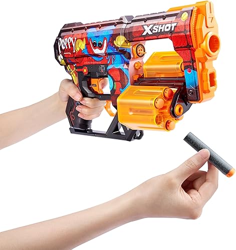 Miniatura 4 de XSHOT Skins Dread Blaster - Poppy Playtime (Toony) por ZURU con 12 dardos, doble barril giratorio, tecnología de dardos de bolsillo de aire, pistola