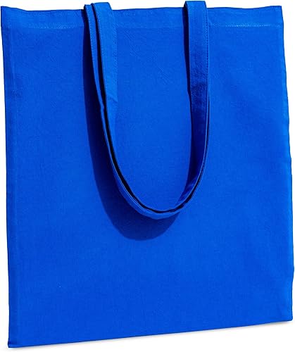 CARRYWELL (No hecho en China) Bolsa de algodón, bolsa de compras reutilizable de comestibles, bolso promocional y bricolaje, Azul