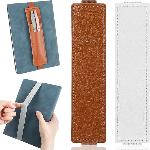 Tarini 2Pcs Pen Holder for Notebook, Elastic Notebook Pen Holder – Adjustable Strap Pen Sleeve for Journal Planner Book Bi...