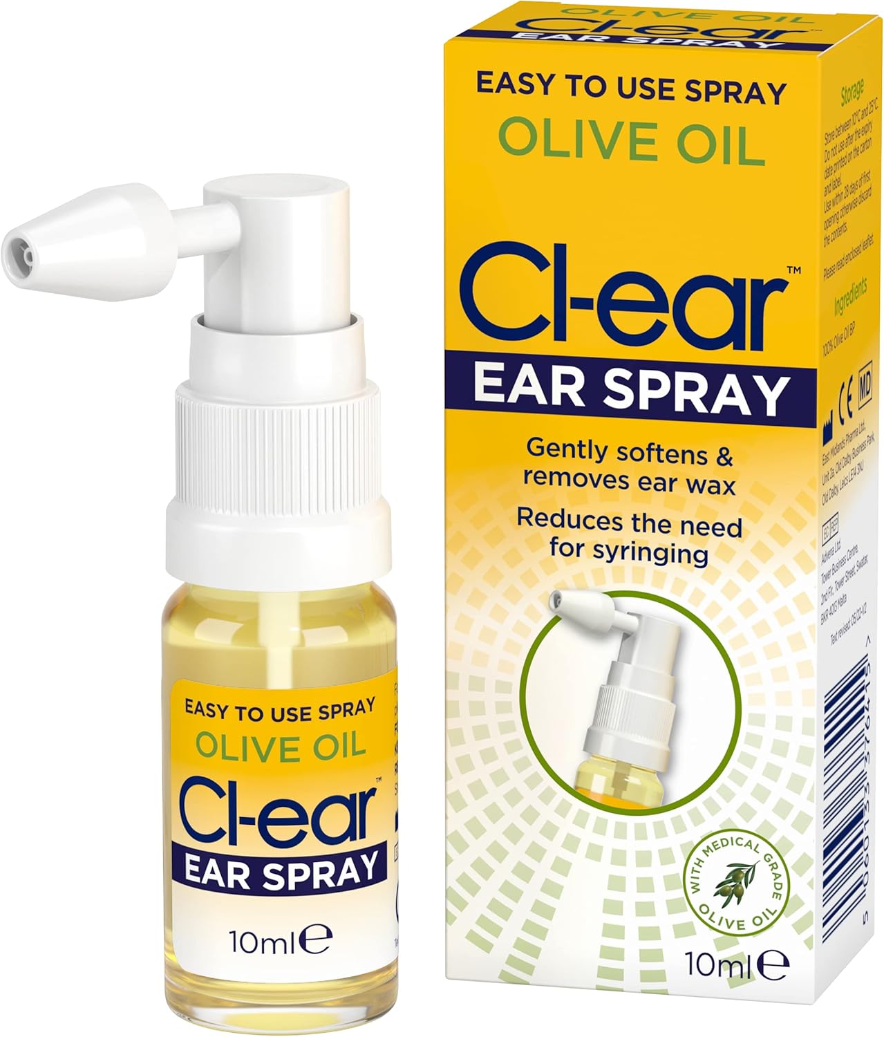 Clear Olive Oil Ear Spray. Ear Wax Removal. Easy to Use Spray. A