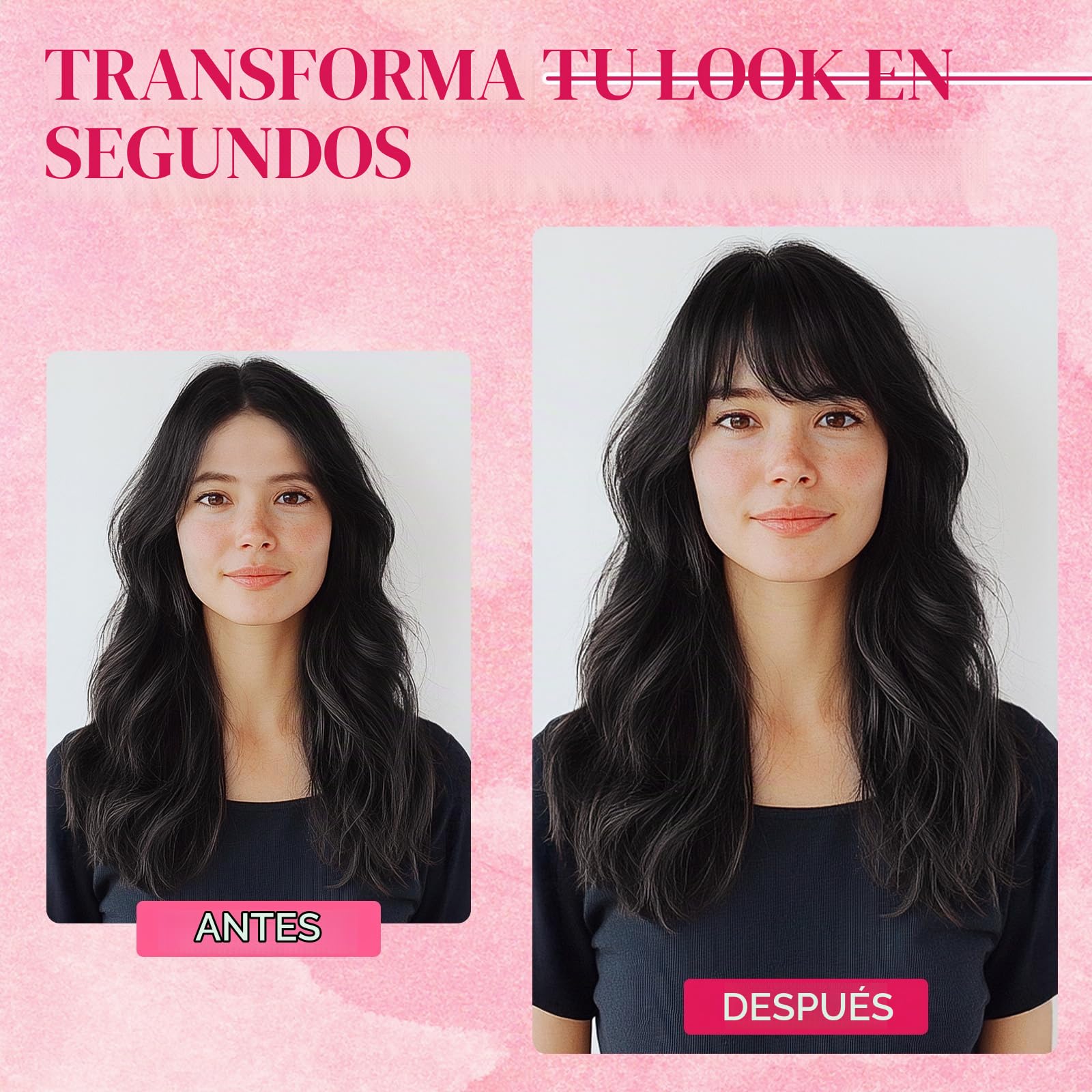 MY-LADY Clip-in Flequillo en Cabello Natural 100% Remy - Extensiones Francesas con Mechas Auténticas para Mujer (Brun Moyen/Blond Foncé, con 2 clips)