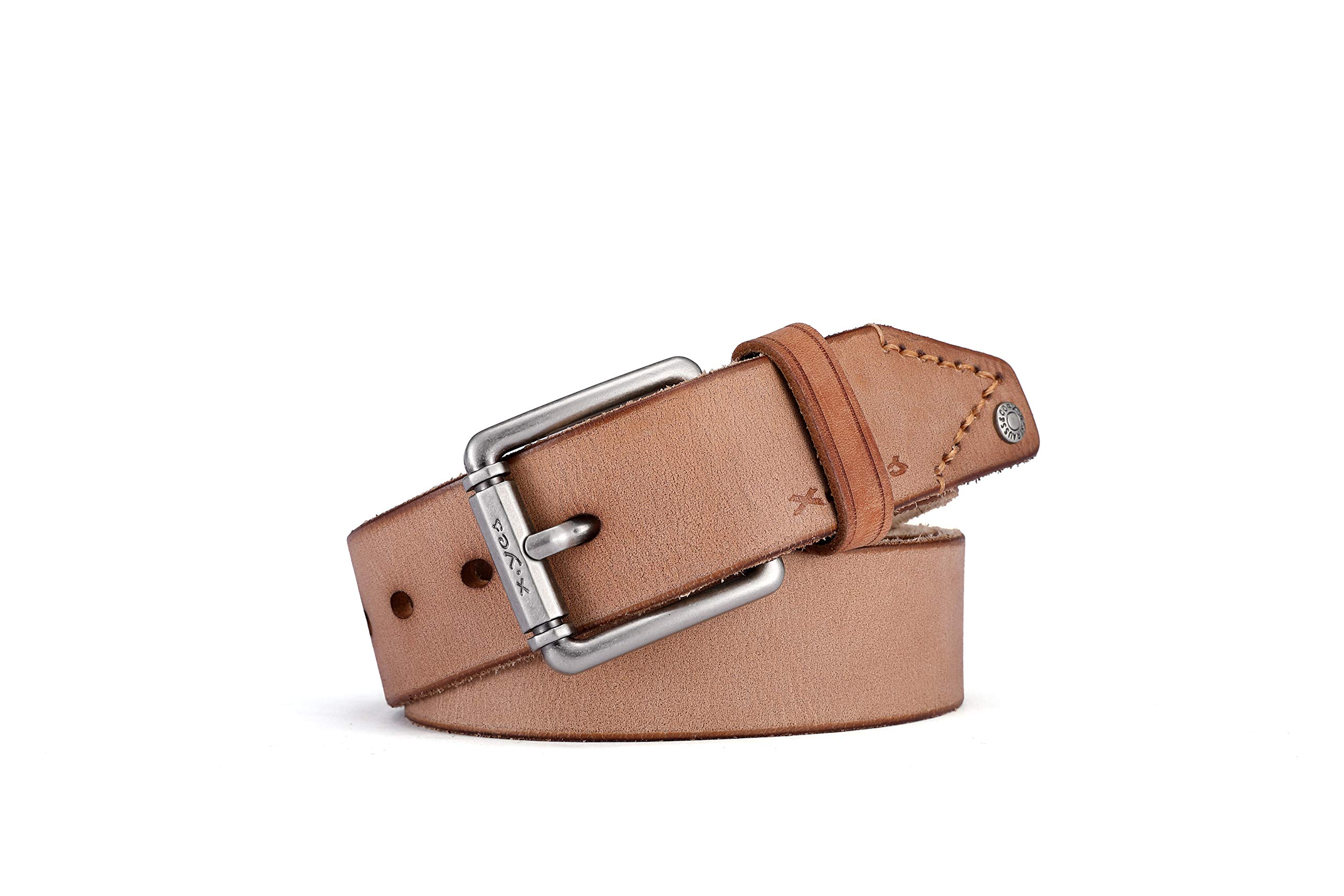 Men's Classic Leather Jean Belts Men 1 1/2 inch 40mm Workwear Leather Belt (44 - Fits 42 Pant, Khaki)