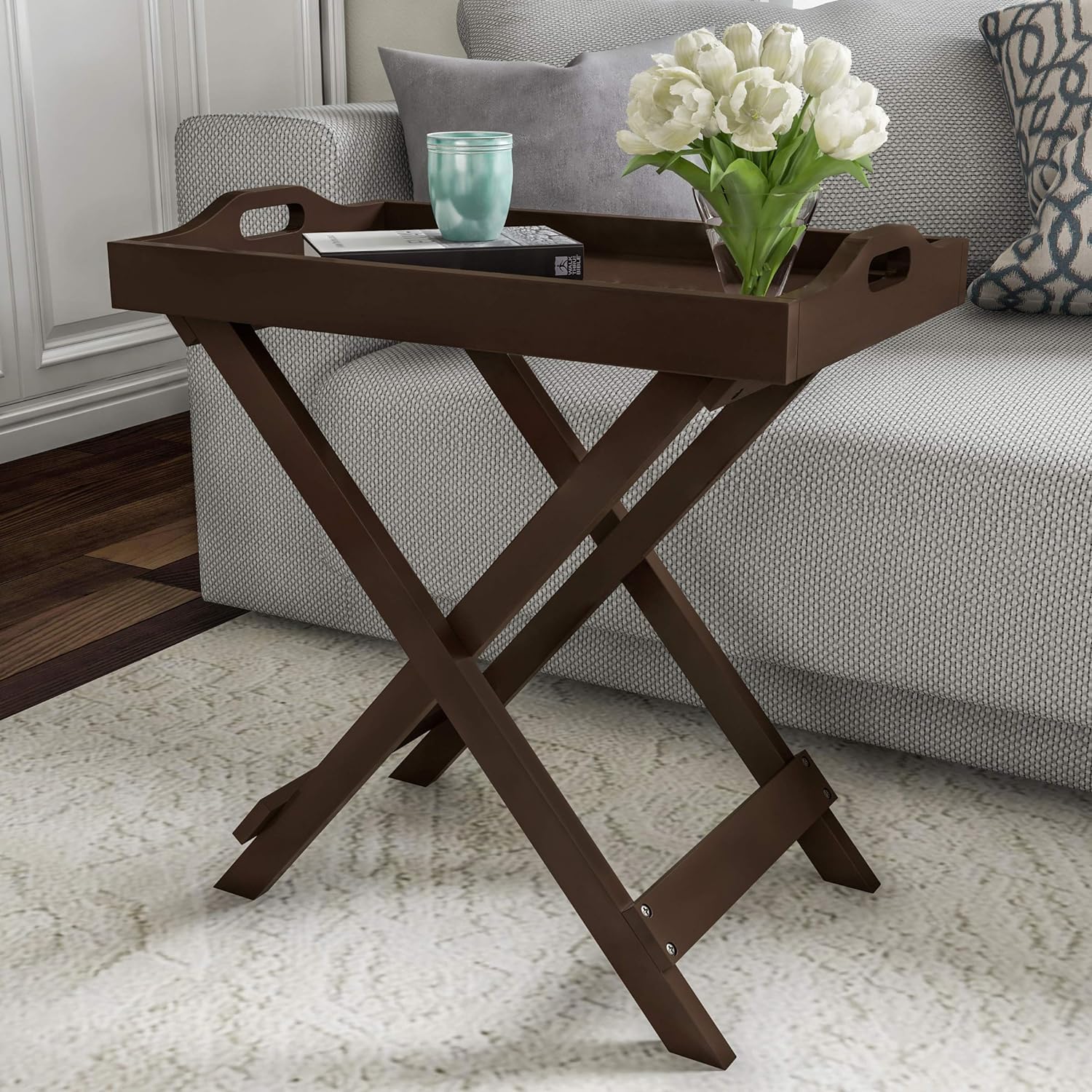 See full amazon price history chart for WIQOWEG Engineered Wood Lavish Home Folding End Table With Removable Tray Top, 22-Inch Tall (Brown) WIQOWEG Engineered Wood Lavish Home Folding End Table With Removable Tray Top, 22-Inch Tall (Brown) (B0CZDY23B1) Amazon Price History, Amazon Price Tracker