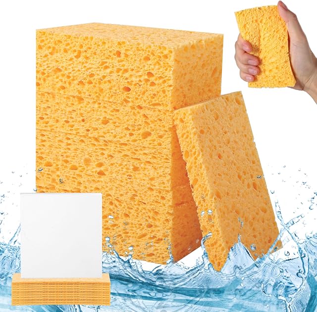 Compostable Kitchen Sponges, 12 Pack Sponges Washing Up Natural Kitchen Cleaning Sponge, Dish Sponge for Washing Dishes, Kitchen and Bathroom