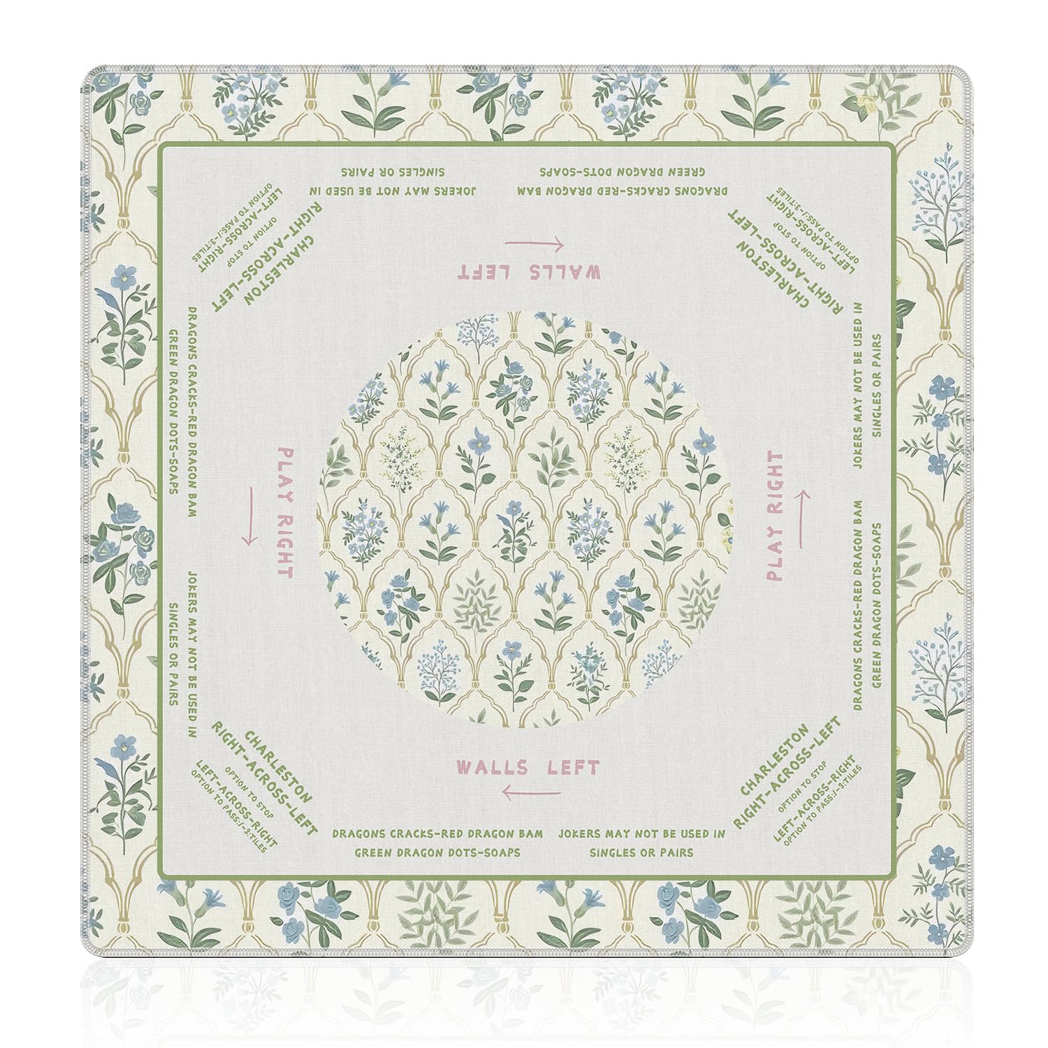 Amazon.com: Grandmillennial Blue and Green Floral Mahjong Mat