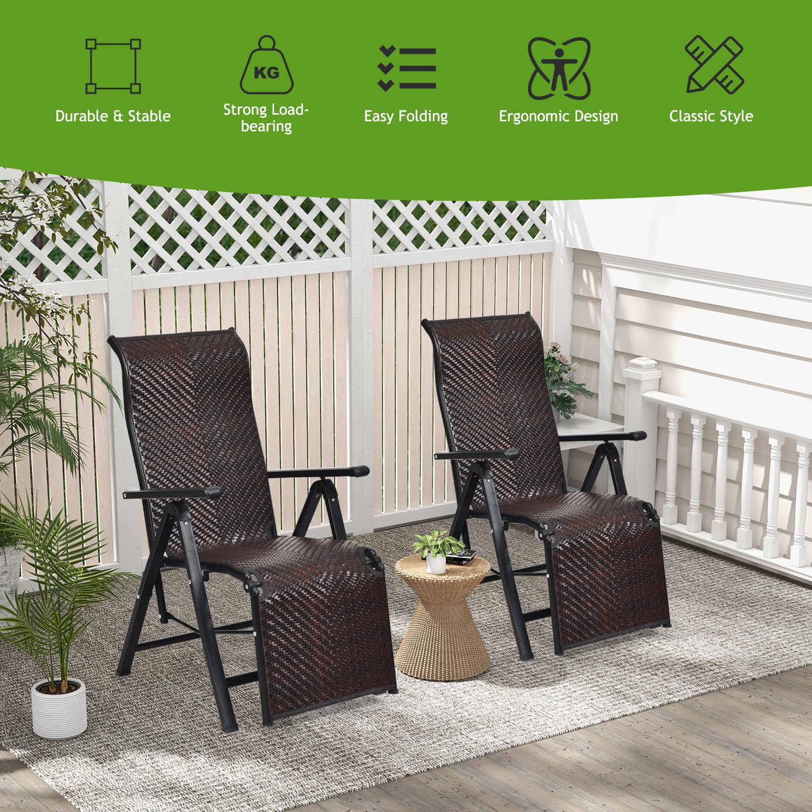 LIFEZEAL Sdraio da Giardino in Rattan PE (2)