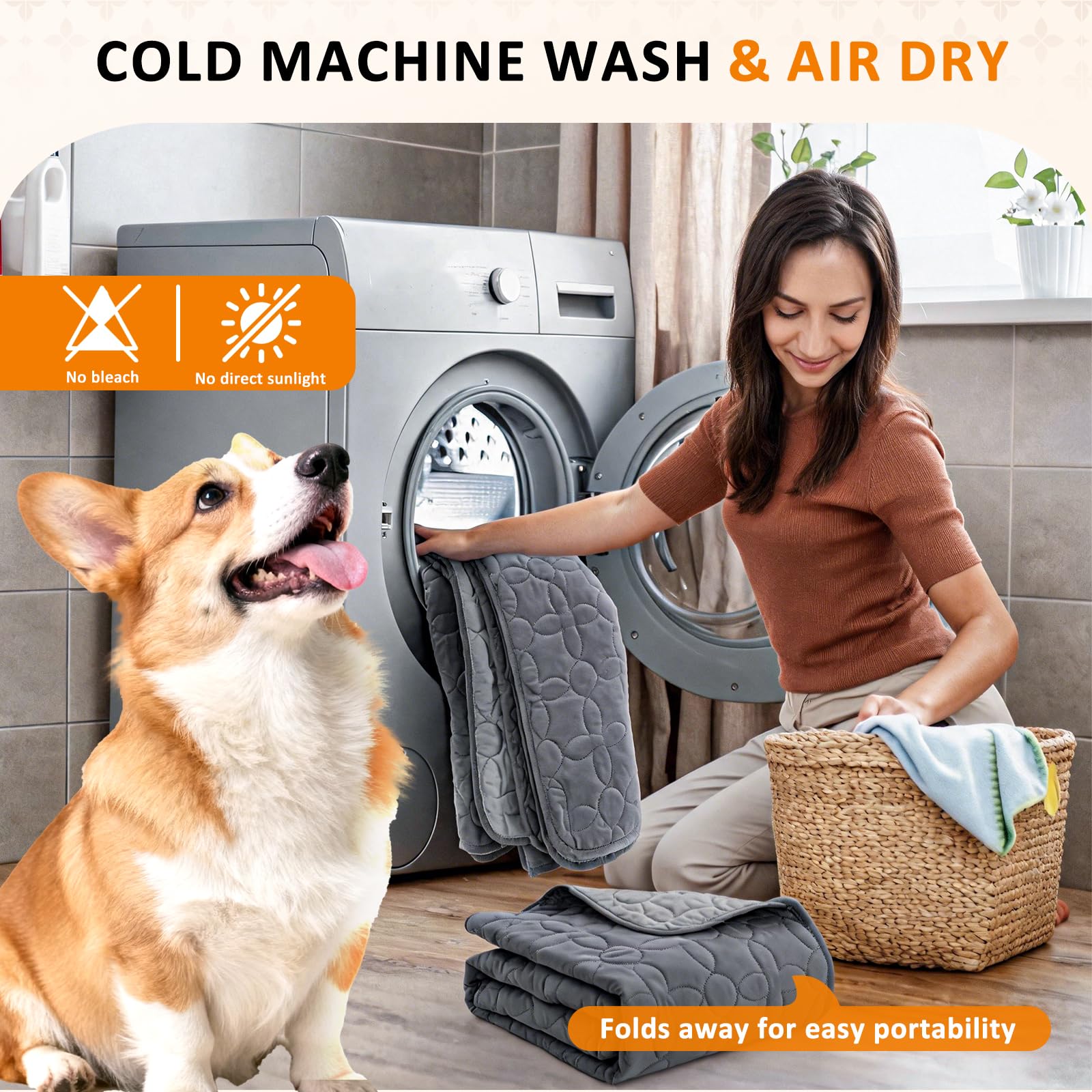 Manta impermeable para perros, 208 × 208 cm, manta para perros para sofás y camas, lavable a máquina, impermeable y antideslizante, suave, duradera y cálida, color gris