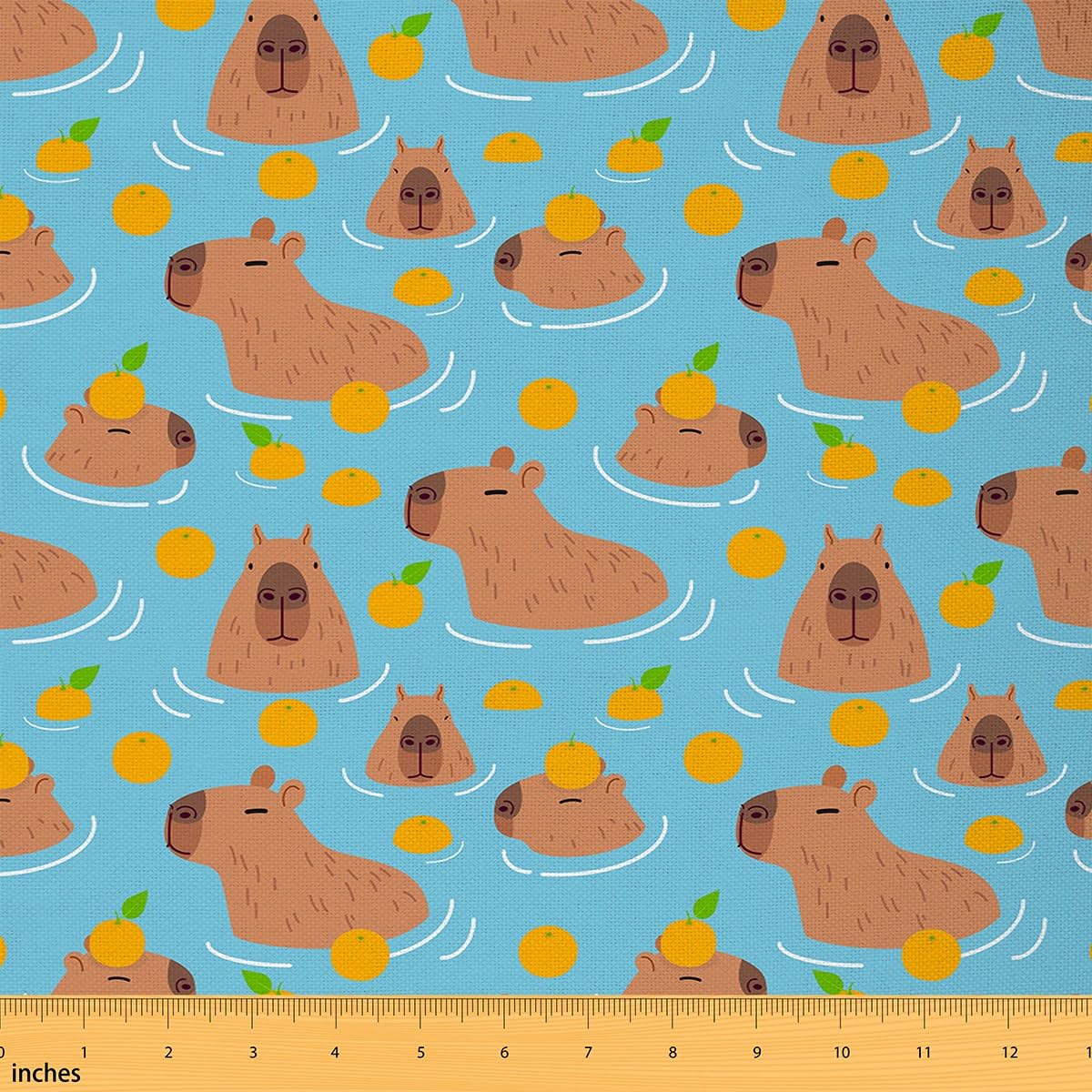Capybaras Fabric by The Yard for Women Men Adult Kids Cutes Capybara Reupholstery Fabric Decor Capybara Stuffed Animal Upholstery Fabric for Chairs Waterproof Outdoor Fabric 1 Yard (L92*W150cm)
