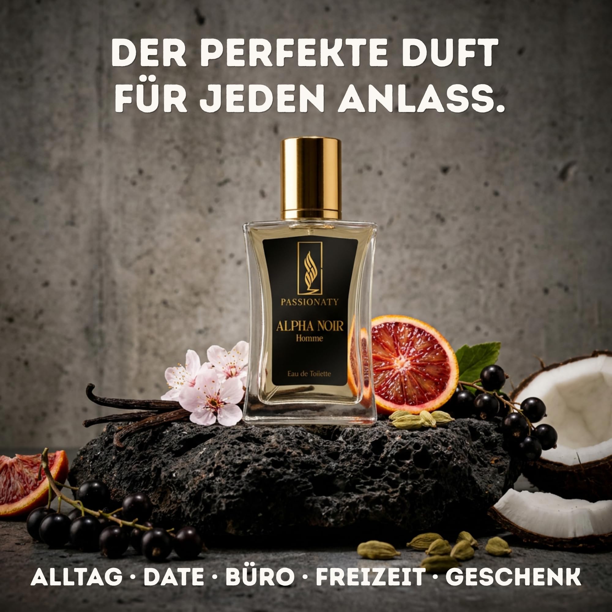 Passionaty Alpha Noir Homme | Männerparfüm mit Pheromon Öl | Eau de Toilette für Herren | Warm-Sinnlicher Duft mit Charakter | perfekt für den Alltag oder Date