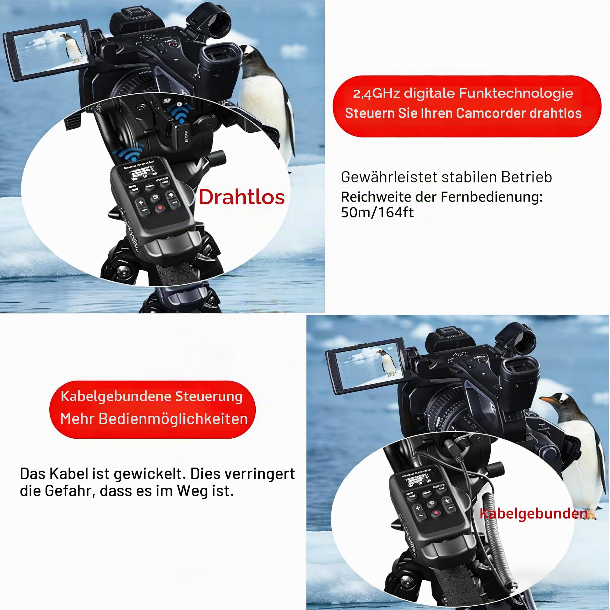 PHOLSY Camcorder Zoom Remote Control Controller Fernauslöser für Canon Sony | Kabelloser Fernauslöser mit 2,5mm LANC Buchse, Video-Zoom, Fokus, IRIS Videoaufnahme Fernauslöser für Canon Sony Camcorder