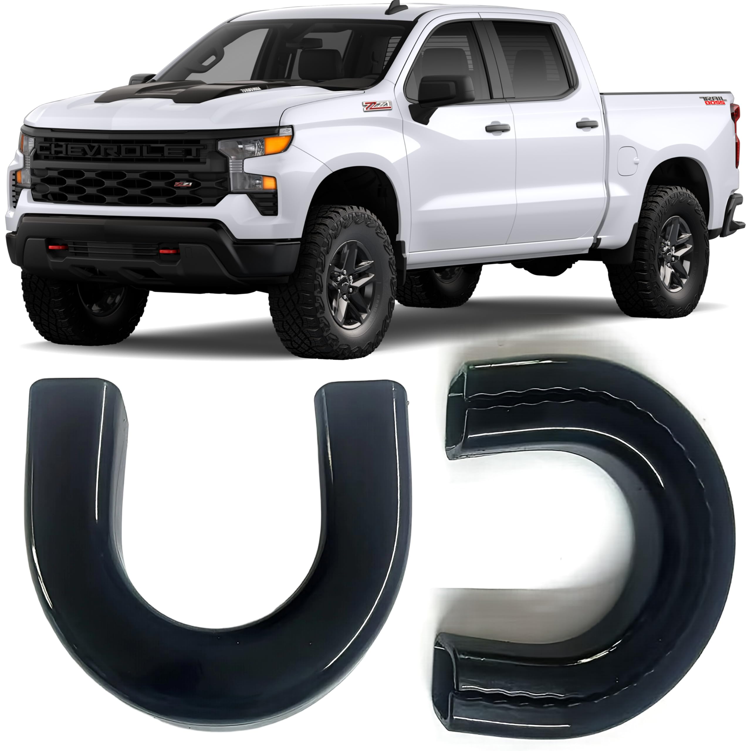 Photo 1 of (Extended Version) Tow Hook Covers for Silverado 1500 2007-2026 and GMC Sierra 1500 2007-2019, Front Hitch Cover Compatible with Silverado 1500 Accessories, Not fit Verticle Tow Hooks (Black)