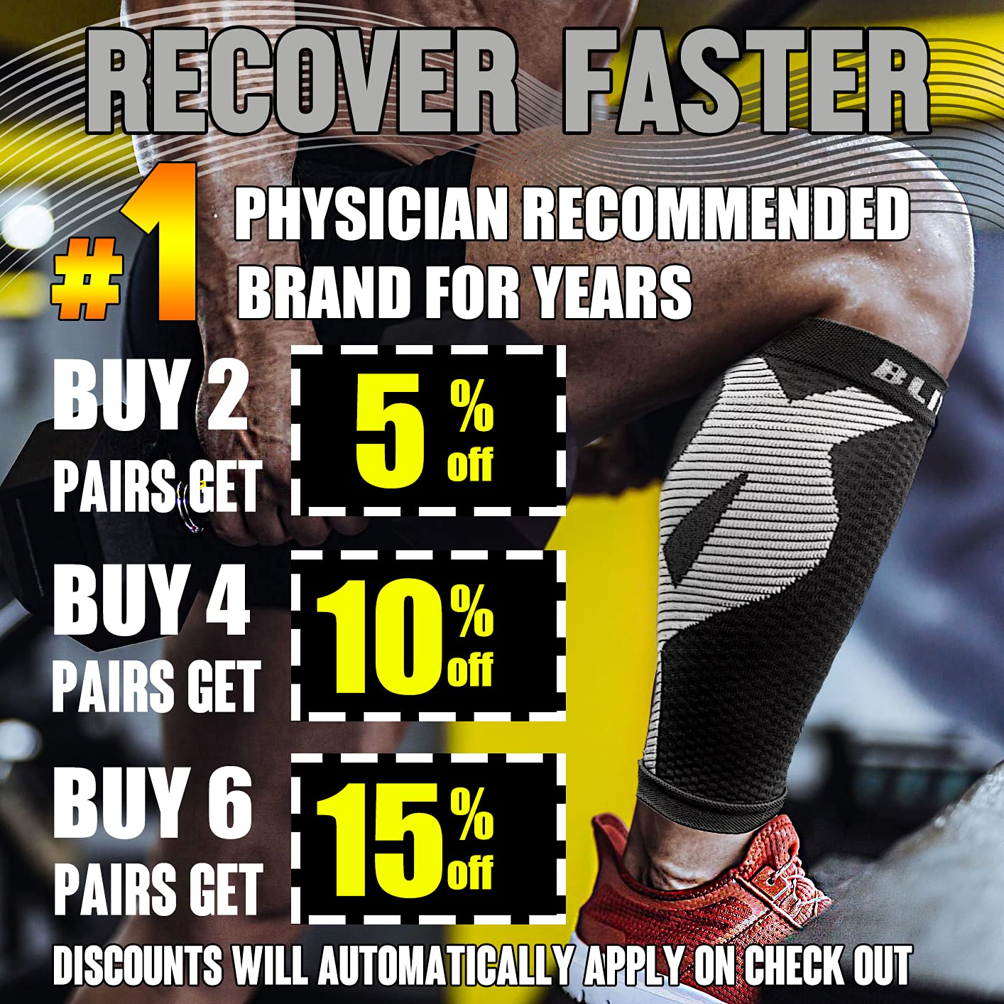 Calf Compression Sleeves for Men Women. Footless Compression Socks Without Feet . Shin Splints