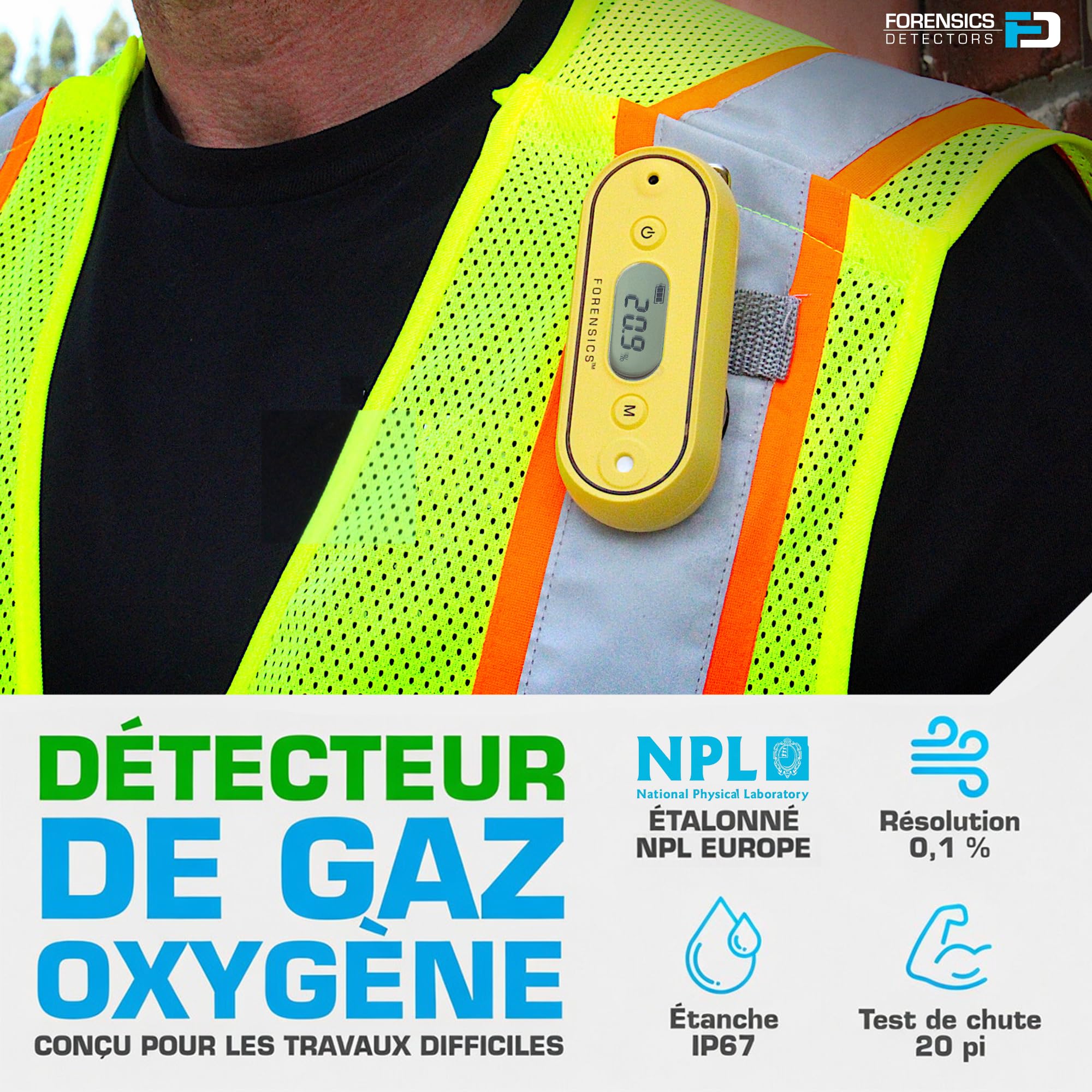 Détecteur d’Oxygène (O2) | Capteur 3 Ans | Certificat d'Étalonnage UE | Résistant Aux Chutes Et À L’Eau | Revêtement en Caoutchouc Soft-Touch | 0–30% O2