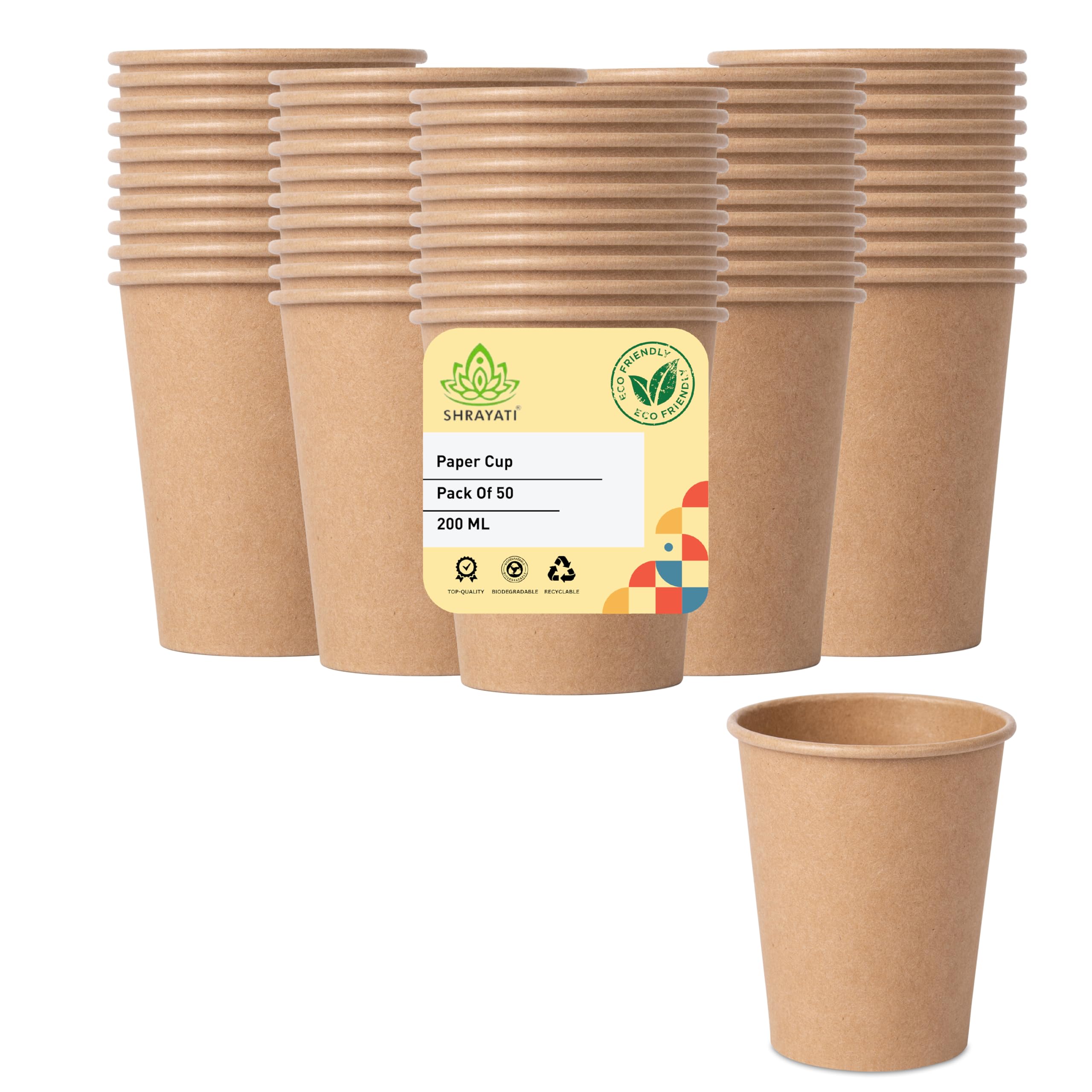 SHRAYATI Paper Cups, 200 ml, 50 pcs per Pack, Pack of 3, Disposable Glasses - Eco-Friendly, Biodegradable and Perfect for Parties, Events, and Everyday Use - Paper Cups Disposable, Brown (B0D381D5BK) Amazon Price History, Amazon Price Tracker