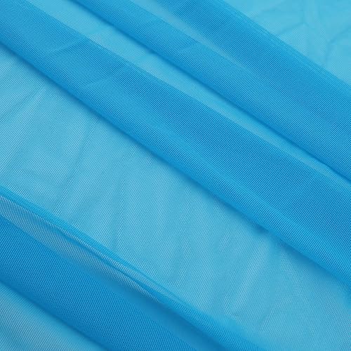 Superfine 4-Way Stretch Net Fabric Nylon Spandex Power Mesh Lightweight Sheer 60" Wide, a Continuous 5 Yards (Cyan Blue) disponible en Yaxa Peru