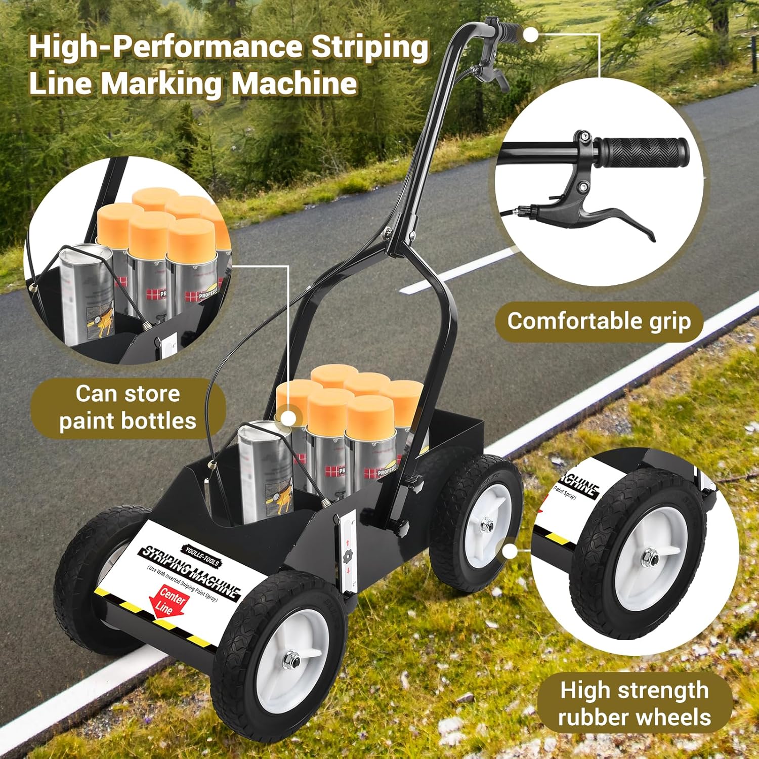 Heavy Duty Striping Line Marking Machine, Compatible with Inverted Spray Paint, 9.8"x 13" x 28.3", Suitable for Parking Lots, Sports Fields, Courts, Lawn and Turf Marking