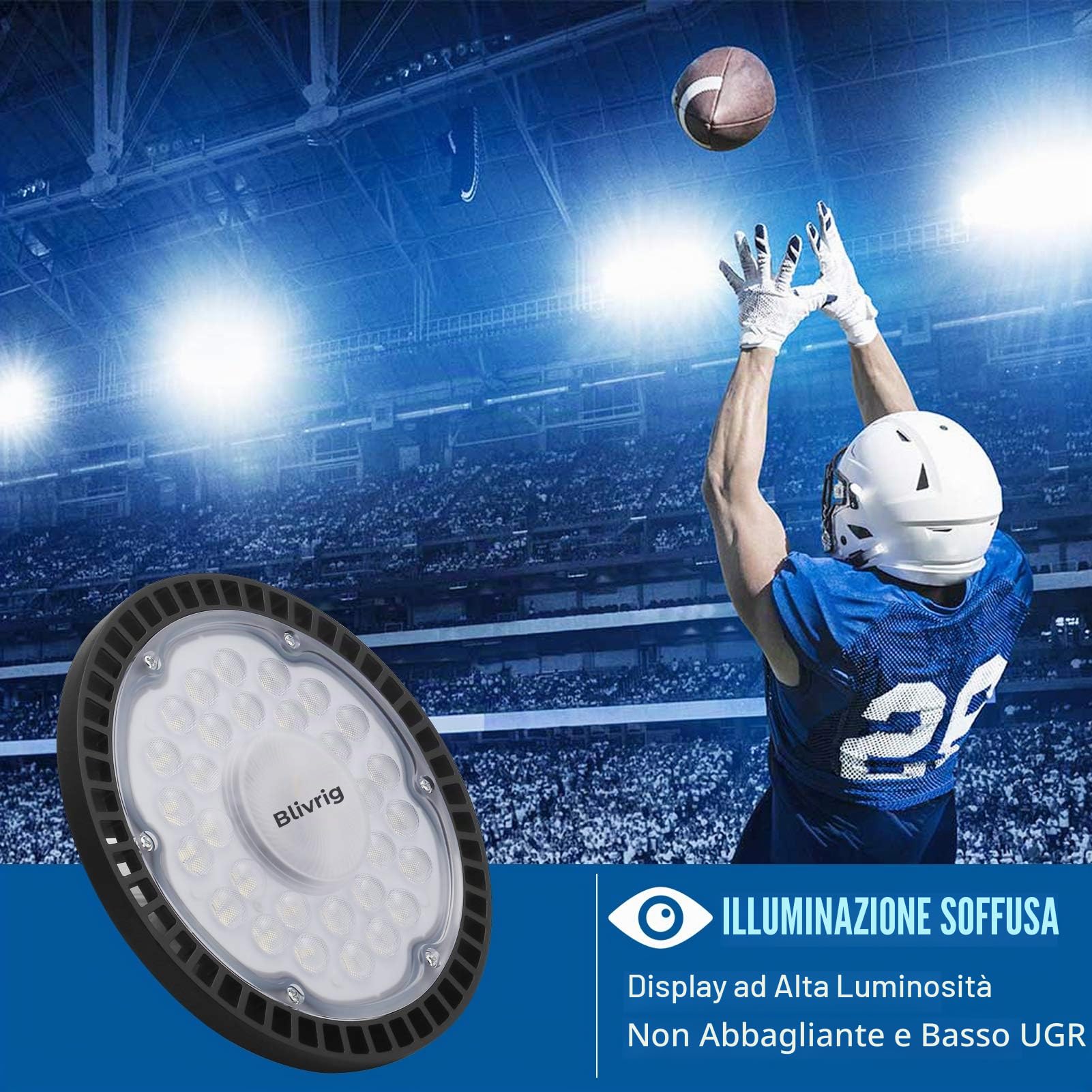 300W Faretto LED UFO, Lampada da Officina Industriale 30000LM | Impermeabile IP65, 6000K Bianco Freddo, Super Luminoso 288 LEDs, Lampada LED per Capannone, Fabbrica, Officina, Fienile