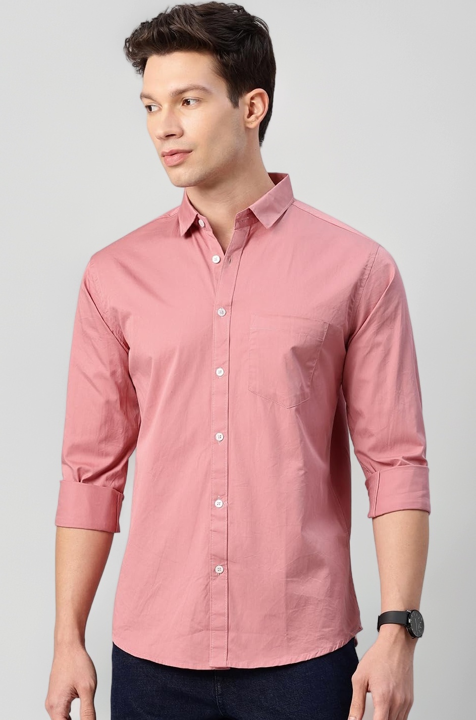 Men's Cotton Slim Fit Solid Casual Shirt