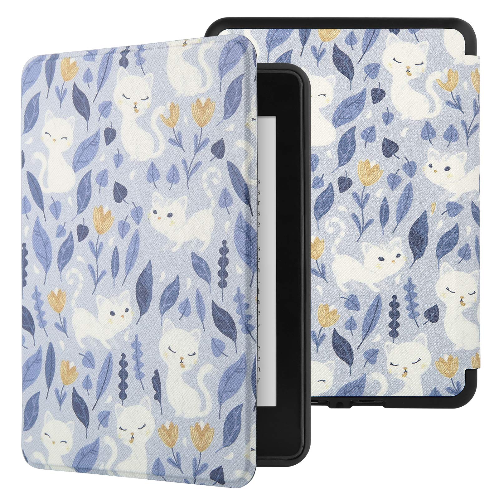 SwooK Magnetic Flip Cover case for Old Kindle Paperwhite 1 2 3 7th Gen Generation Released in 2012 2013 2014 2015 2016 New 300 PPI Versions 6" inch Display Flip Cover Case Shell (Cat Flower)-picture-31