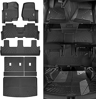 Alfombrillas para todo tipo de clima para Ford Expedition MAX 2018-2023 2024 de 8 asientos (asiento de banco de 2 filas), alfombrillas para maletero y respaldo para Ford Expedition MAX