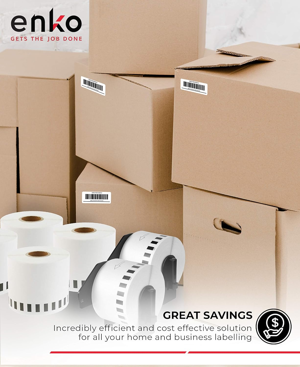 enKo - Compatible DK-2223 Continuous Paper Labels (2 Inch x 100 Feet) Compatible for Brother QL Label Printers - 6 Rolls + 2 Refillable Cartridges - Image 6