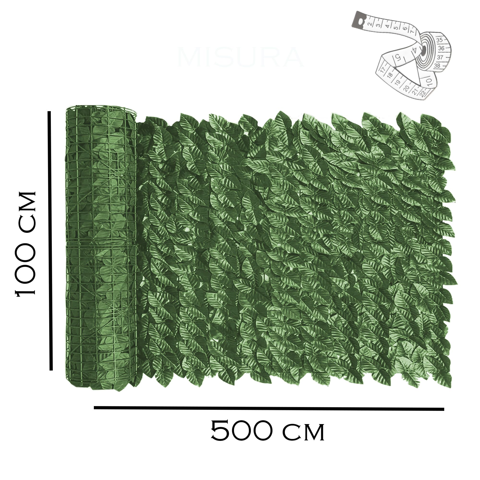 Home Tresor - Siepe Finta per Recinzione, Edera Artificiale Ornamentale da Esterno per Balconi, Rotolo Frangivista Ombreggiante Giardino Ringhiera, 1x5 mt