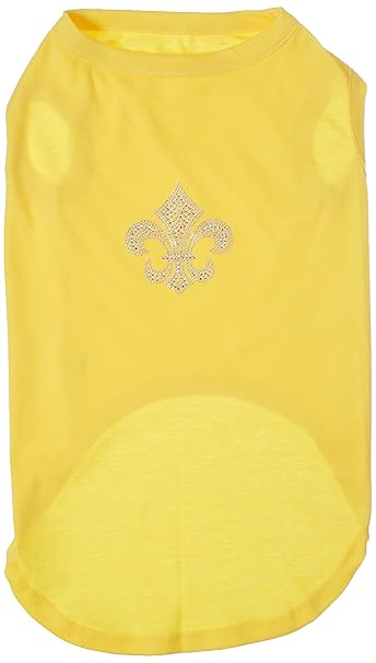 Mirage Pet Products Silver Fleur de Lis Rhinestone Pet Shirts, Yellow