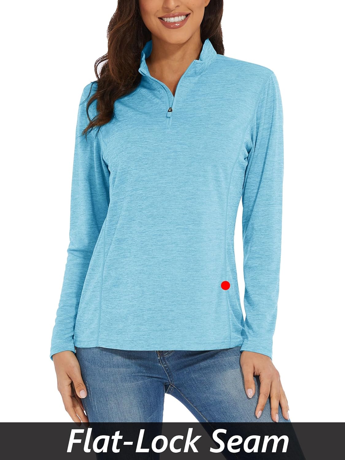 MAGCOMSEN Women's Long Sleeve Shirts 1/4 Zip Pullover UPF 50+ Quick Dry Workout Tops Running Athletic Hiking Shirts - Image 5