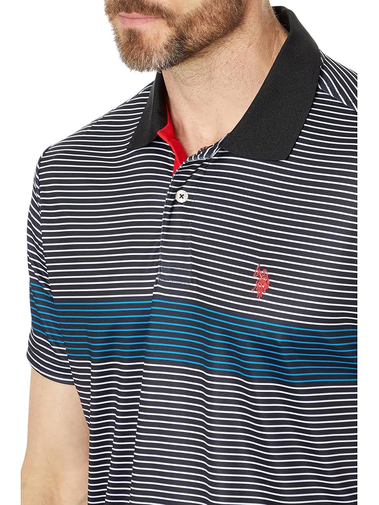 U.S. POLO ASSN. Poly Spandex Engineered Printed Stripe Interlock Short Sleeve Polo Shirt