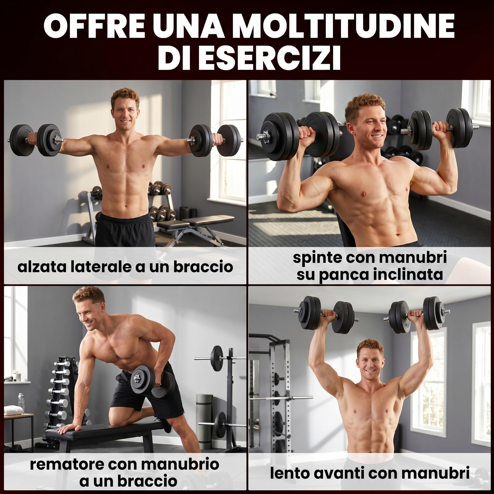 HOMCOM Set di Manubri Palestra Regolabili 2x25kg, Coppia Manubri Regolabili Salvaspazio con Impugnatura Antiscivolo, Allenamento Fitness Casa, Nero
