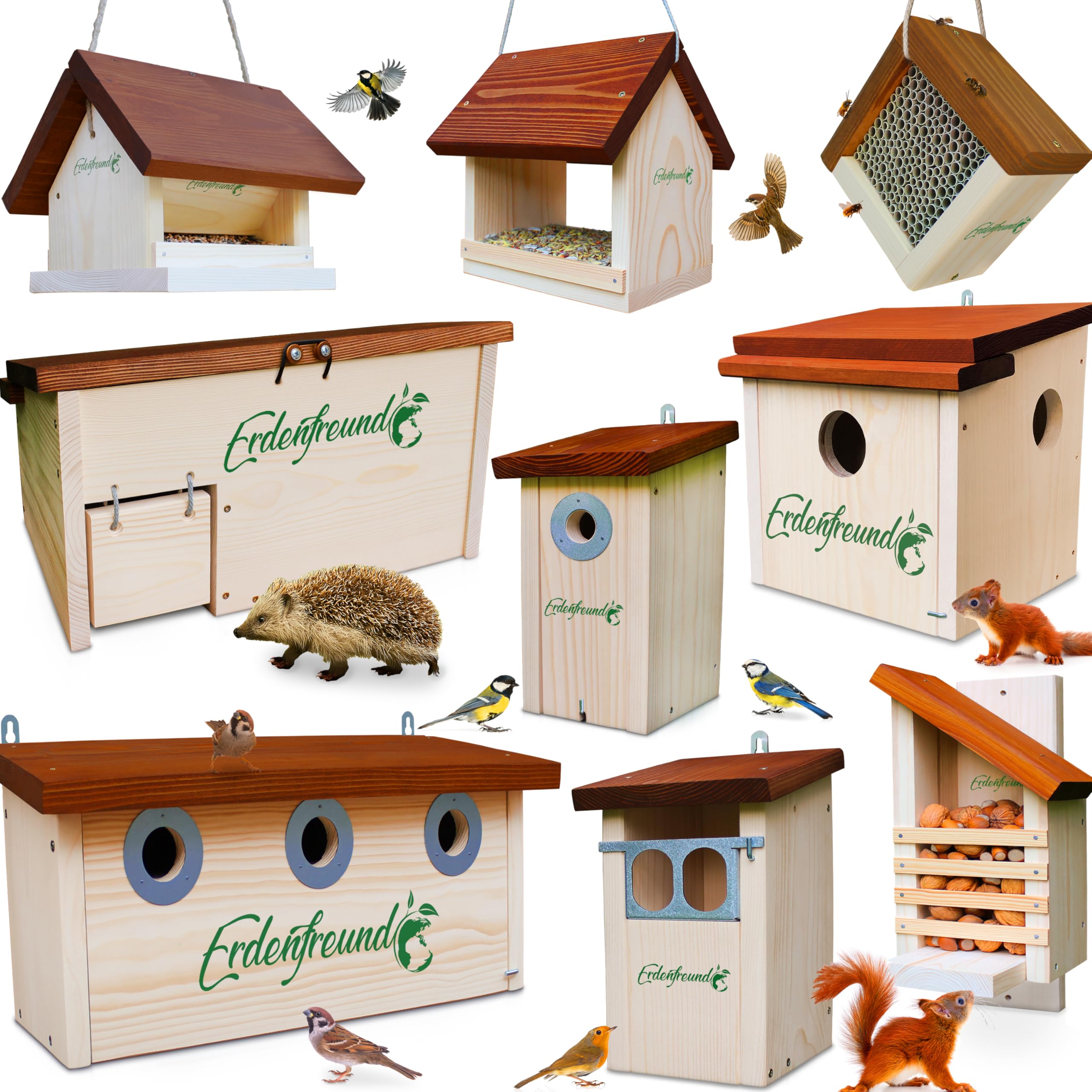 ERDENFREUND® Amsel Nistkasten halboffen extra für Freibrüter/Halbhöhlenbrüter Nistkasten Amsel artgerechte Halbhöhle langlebig aus 2 cm starkem Massivholz (Amselhaus modern artgerecht)