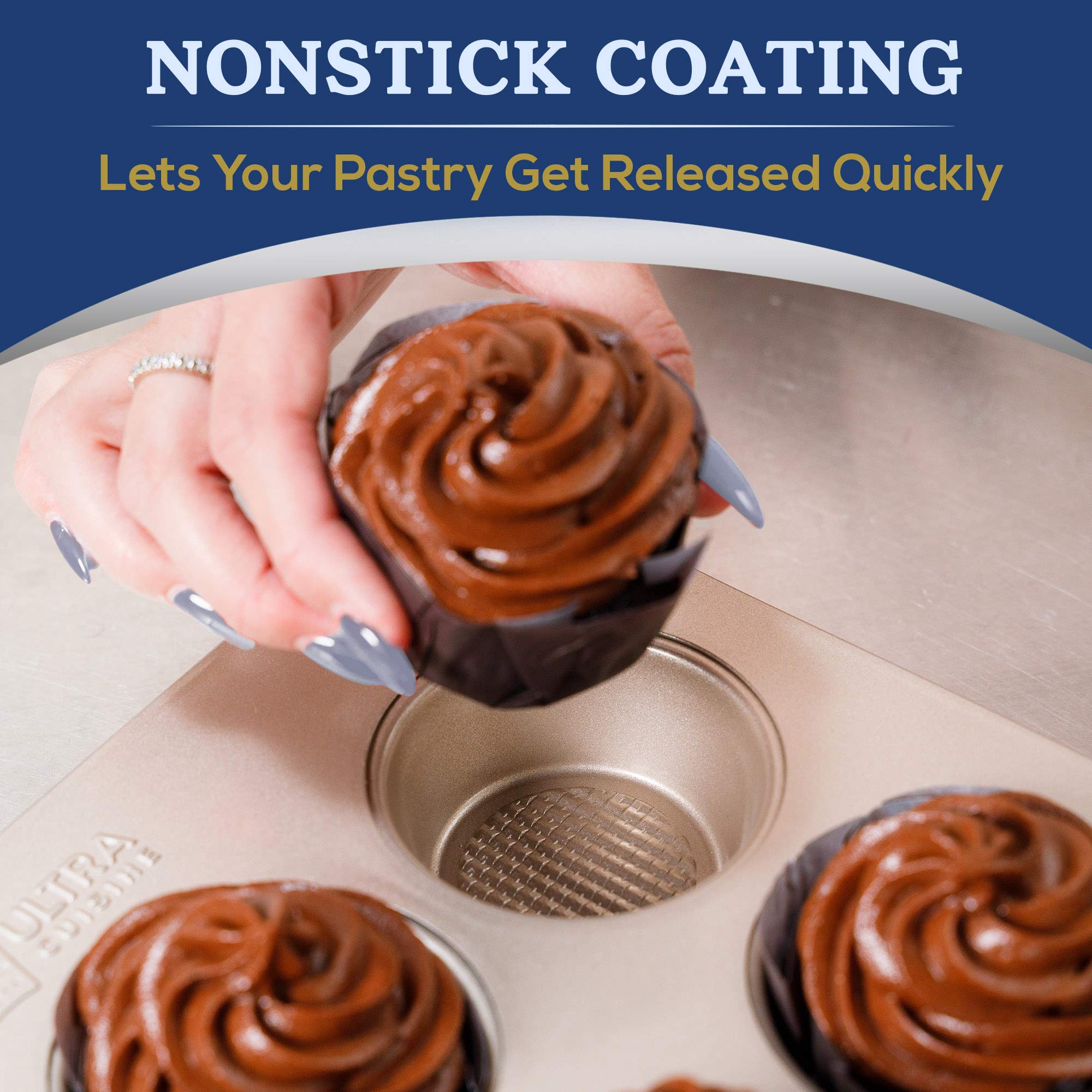Ultra Cuisine 12-Cup Muffin Pan, Cupcake Tins 12, Nonstick For Easy Release, Durable And Warp-Resistant - Image 4