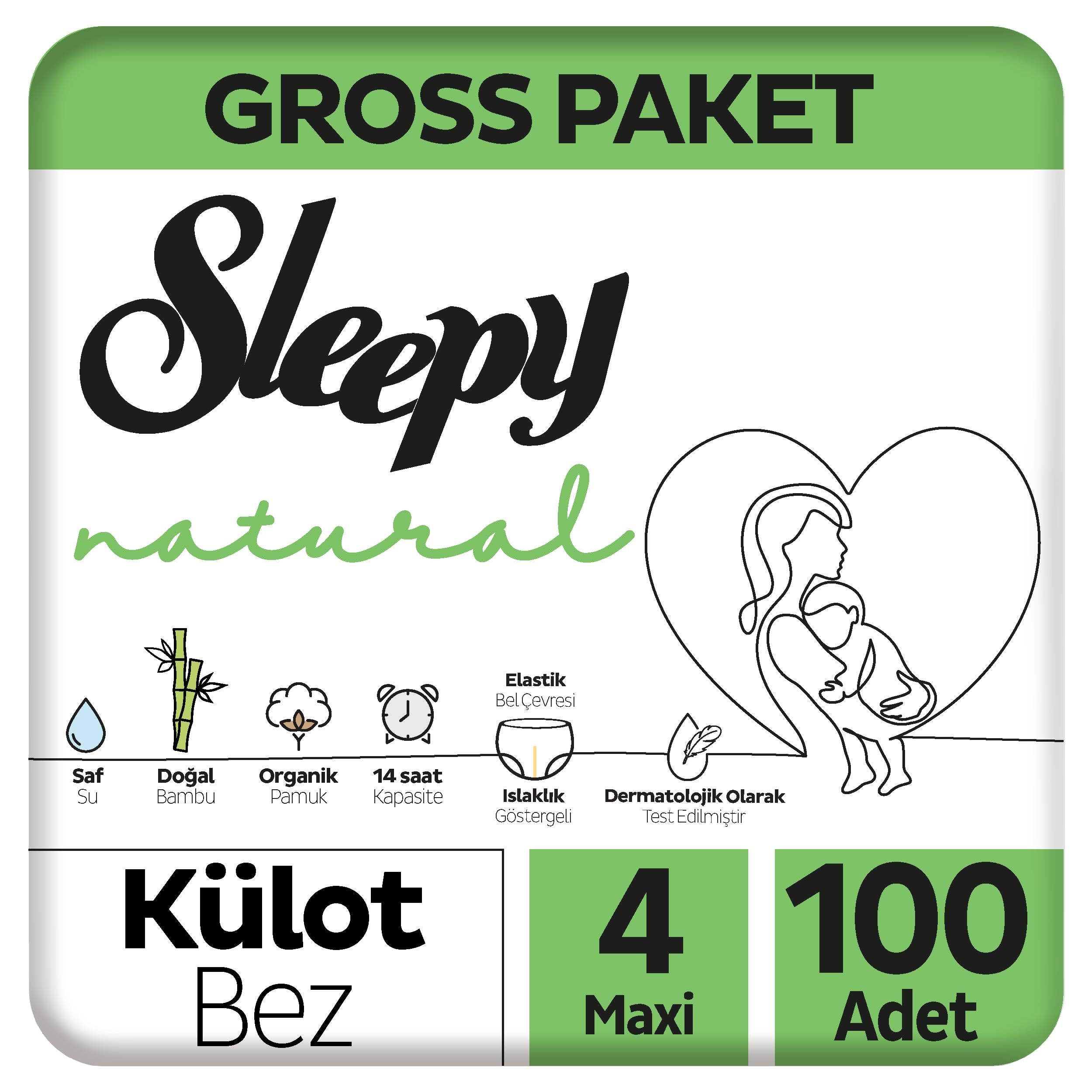 Sleepy Natural Külot Bez, 4 Beden, Maxi, 100 Adet