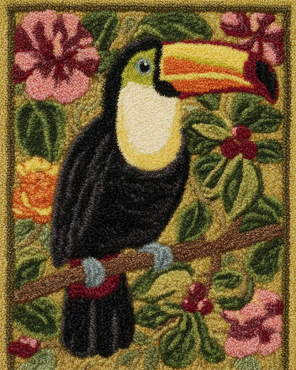 AxiangziK Animal DIY Latch Hook Kit Large Rug Cartoon Parrot Latch Hook Rug Kits for Beginners DIY Needlework Crocheting Tapestry Kit Home Decor 35x46in