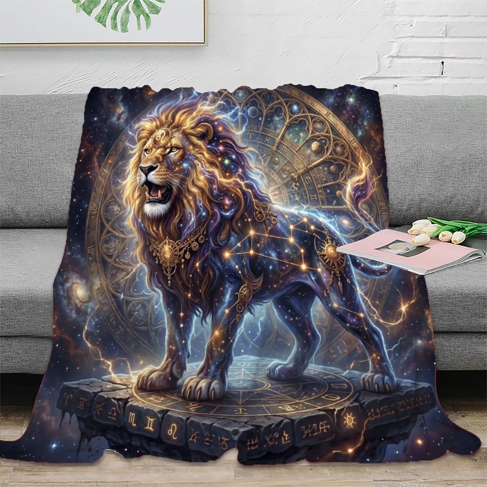 W7C8U2X3 Leo Zodiac Constellation for Soft Throw Blanket, Reading Couch Use