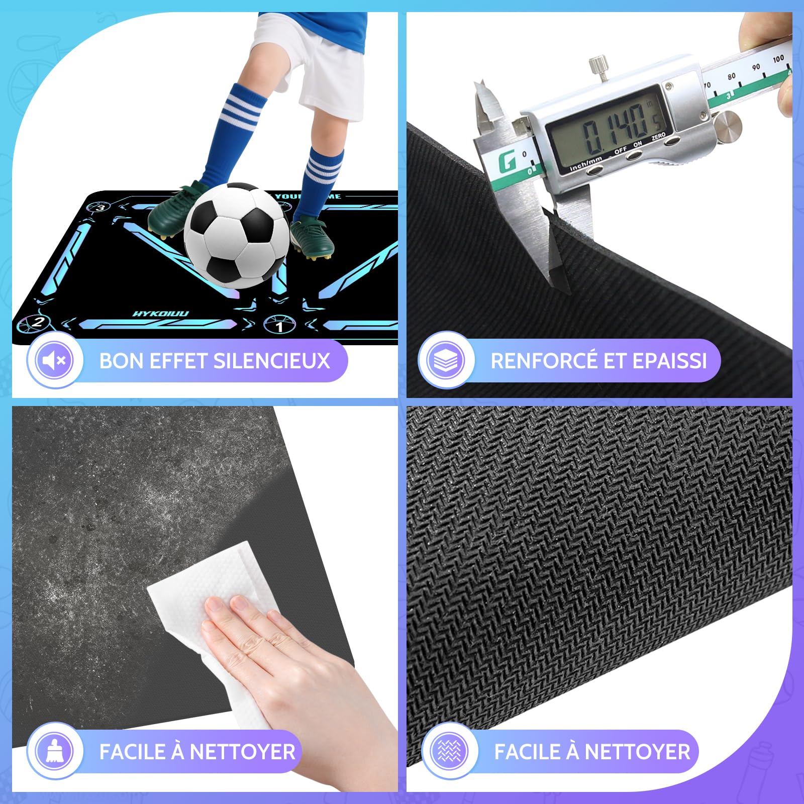 Tapis Foot Entrainement Avec des vidéos d'entraînement Tapis Entrainement Football Accessoire – Pas De Football & ContrôLe Du Ballon Dribble Football – Tapis D’EntraîNement Pour Cadeau Football Enfan