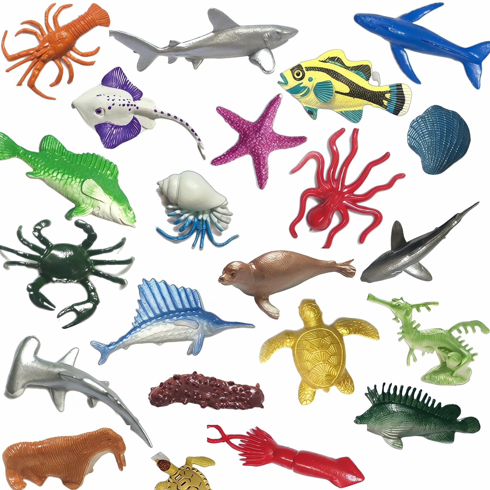 Comforso Sea Animals Toys for Kids, Sea Creatures Toys for Children - 24PCS Mini Realistic Ocean Creature Figures, Durable Plastic Animals for Bath Play, Small World & Sensory Toys