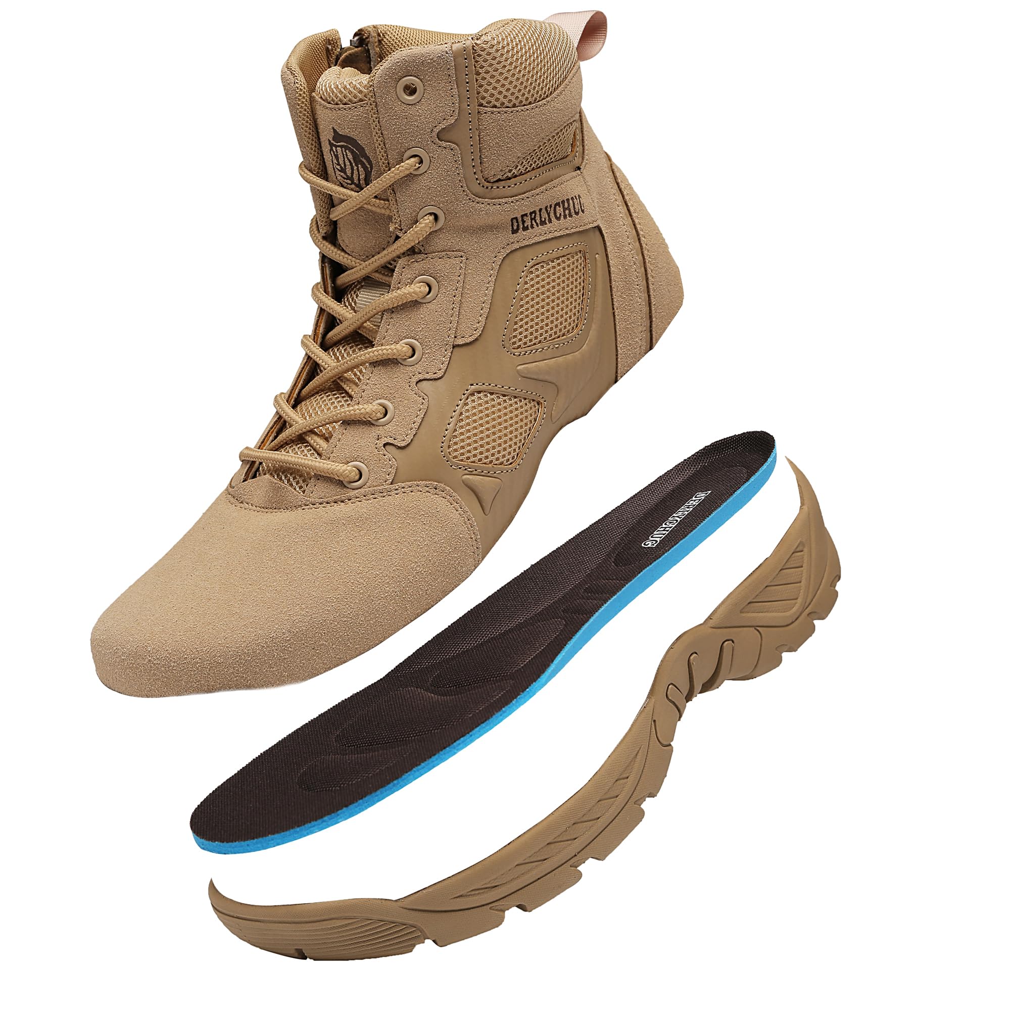 Herren Militärische Taktische Arbeitsstiefel Side Zipper Wandern Kampf Leichte Stiefel