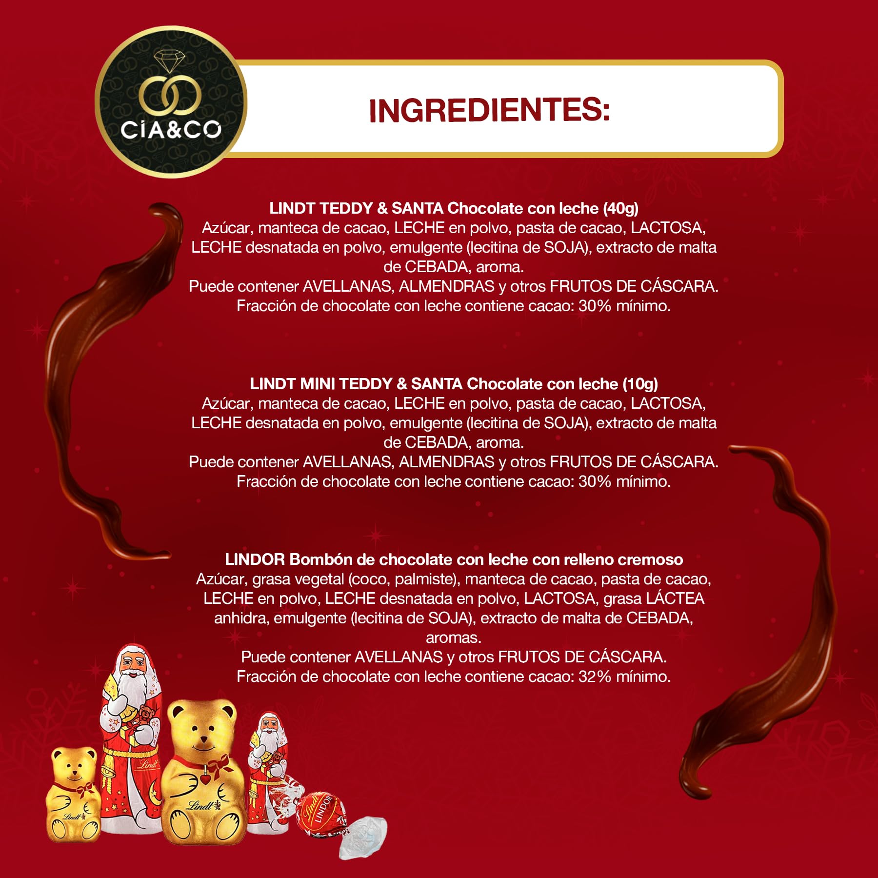 Gran Calendario de Adviento OSO TEDDY 2025 · Gran Formato 310 g · Incluye Tarjeta Personalizada Navidad Cia&Co · Surtido de Bombones y Figuras de Chocolate con Leche · Regalo Premium