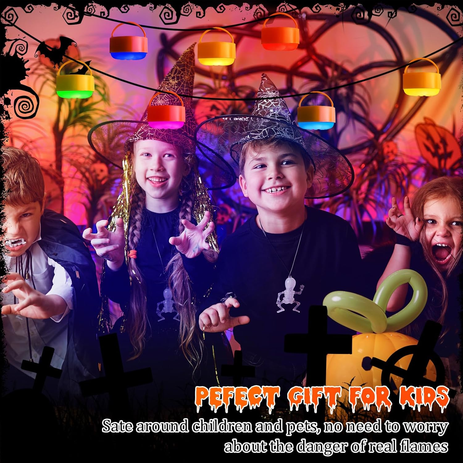 Cadrim Halloween Pumpkin Lights with Remote Control and Timers, RGBW Color Changing Battery Operated Lights for Christmas, Halloween, Parties, Dress Up Parties Decorations (4PCS)