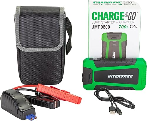 Miniatura 2 de Interstate Batteries Arrancador y cargador de 12 V 700 A (8,000 mAh, 8 Ah) portátil LED Jumpstart batería para 12 voltios automotores, electrónica