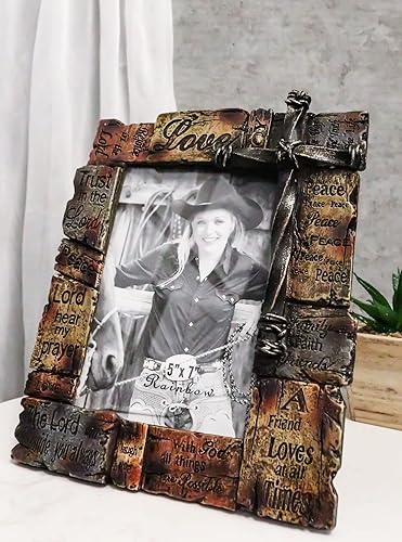 Miniatura 8 de Ebros Gift Rústico cristiano occidental sagrado bíblico palabras de aliento Amistad Fe, esperanza, amor, gracia, marco de fotos para pared o